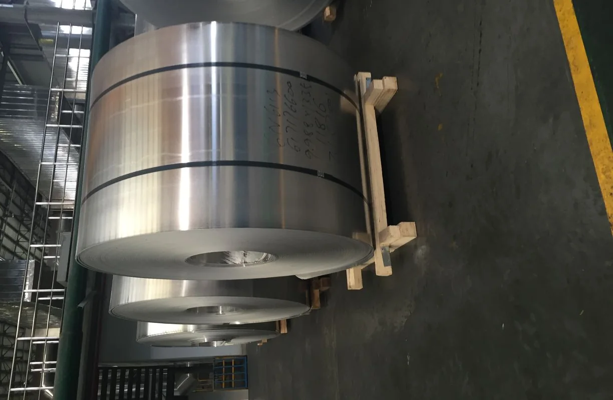 Aluminum coil stock in a mill yard