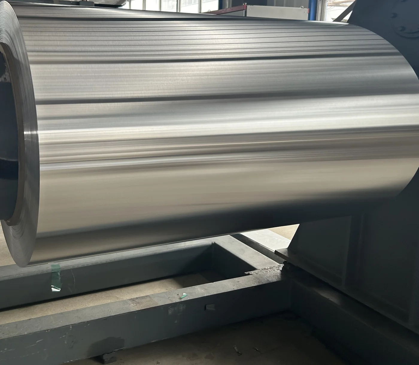 Aluminum coil running through a decoiling line